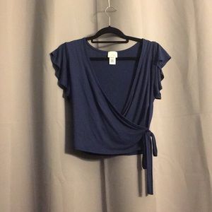 Navy Wrap Crop Top